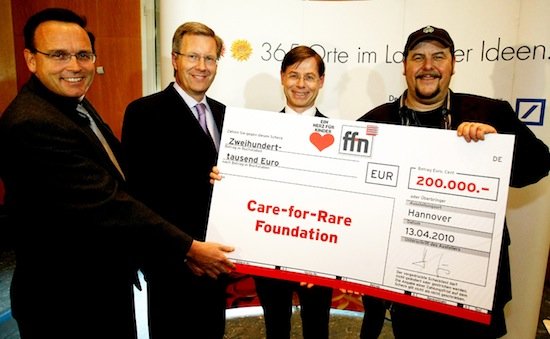 Andreas Staudacher (Vorstand Care-for-Rare), Ministerpräsident Christian Wulff, Prof. Dr. Dr. Christoph Klein, ffn-Morgenmän Franky