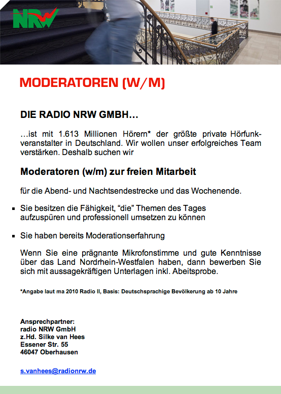 radio NRW sucht Moderatoren (m/w)
