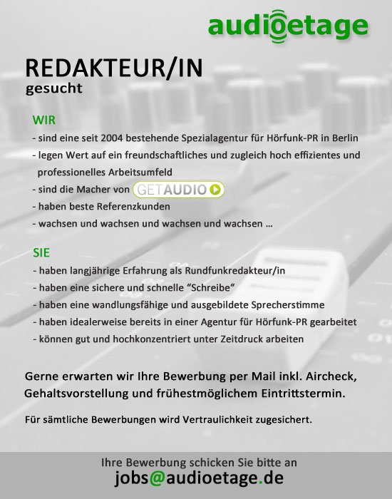 audioetage sucht Redakteur/in