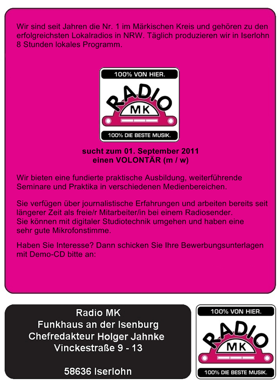RadioMK Voloanzeige 090611