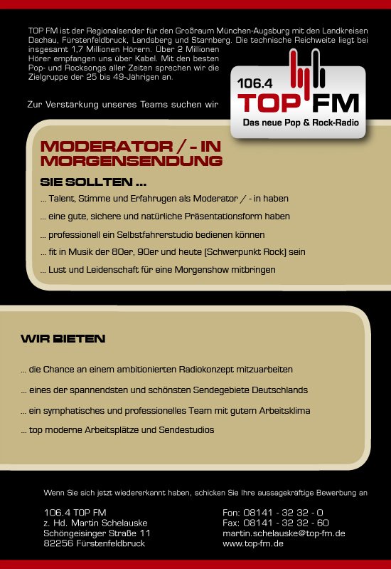 TOP FM Stellenanzeige MOD M