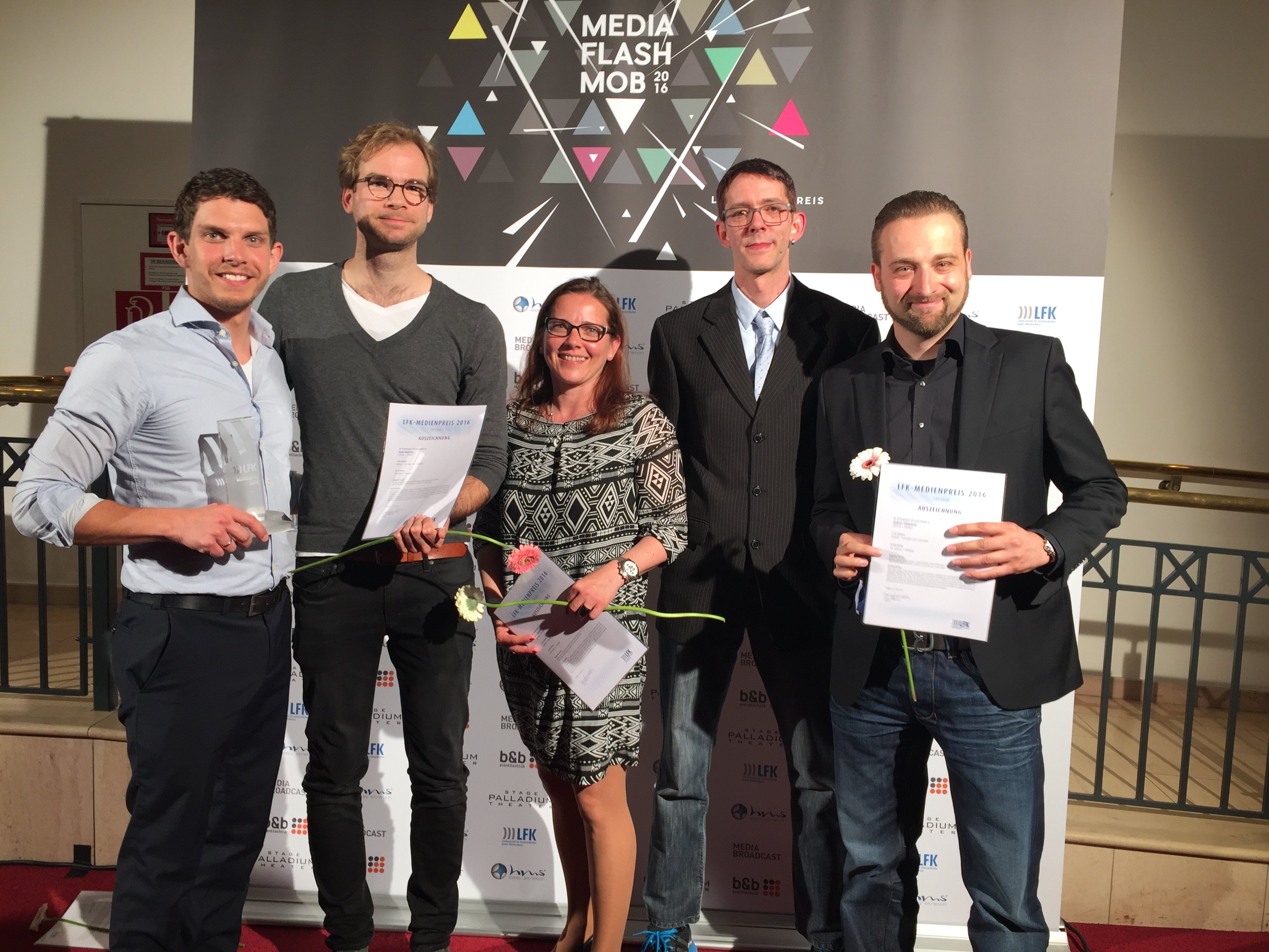 Die Gewinner von antenne 1: Tobias Gebhard, Daniel Behringer, Ulrike Kneisel, Carsten Allmers, Andreas Schönweitz (v. links)
