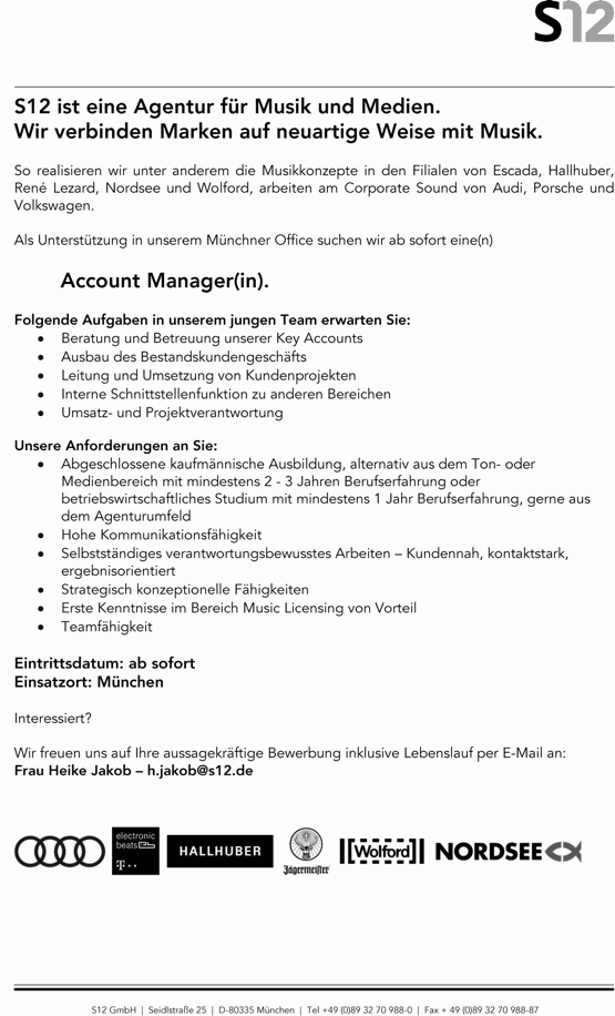 S12  sucht Account Manager(in)