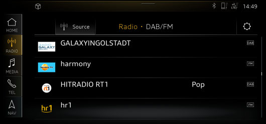 Radiostationsliste im Hybridradio des Audi A 8 (Foto: © RadioDNS)