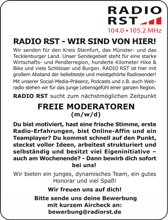 RADIO RST Stellenanzeige 220219