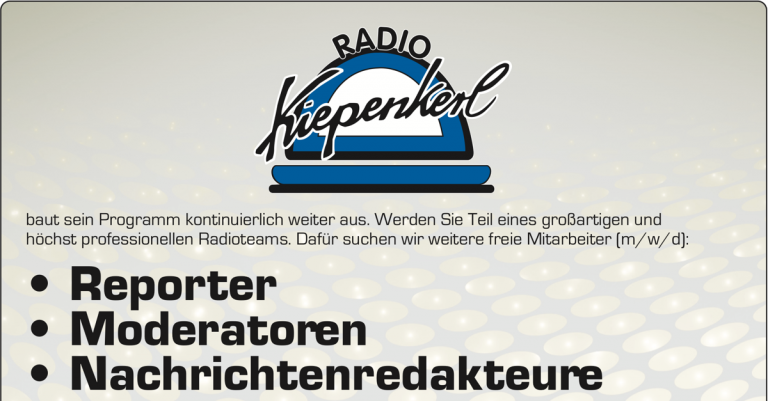 Radio Kiepenkerl Stellenanzeige Moderator fb