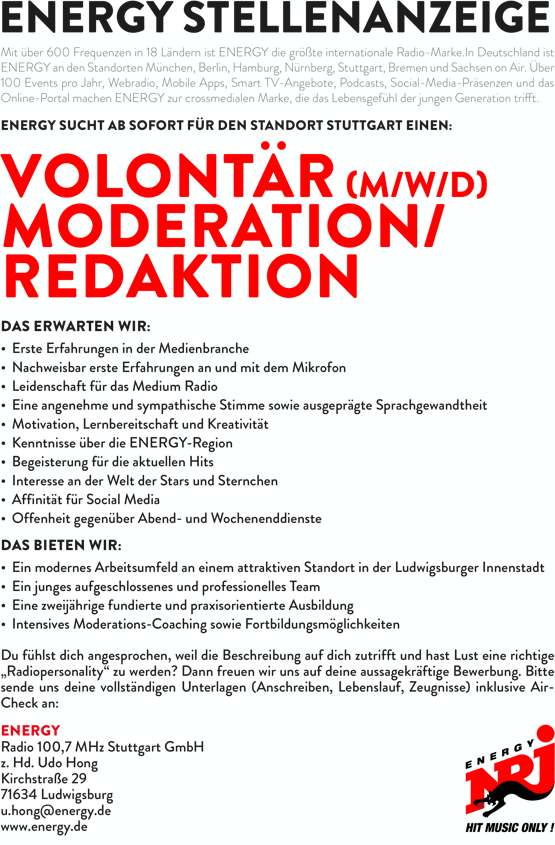ENERGY Stuttgart VOLO MODERATION REDAKTION 011019