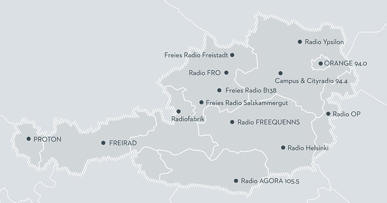 Verband Freier Radios Österreich Karte fb