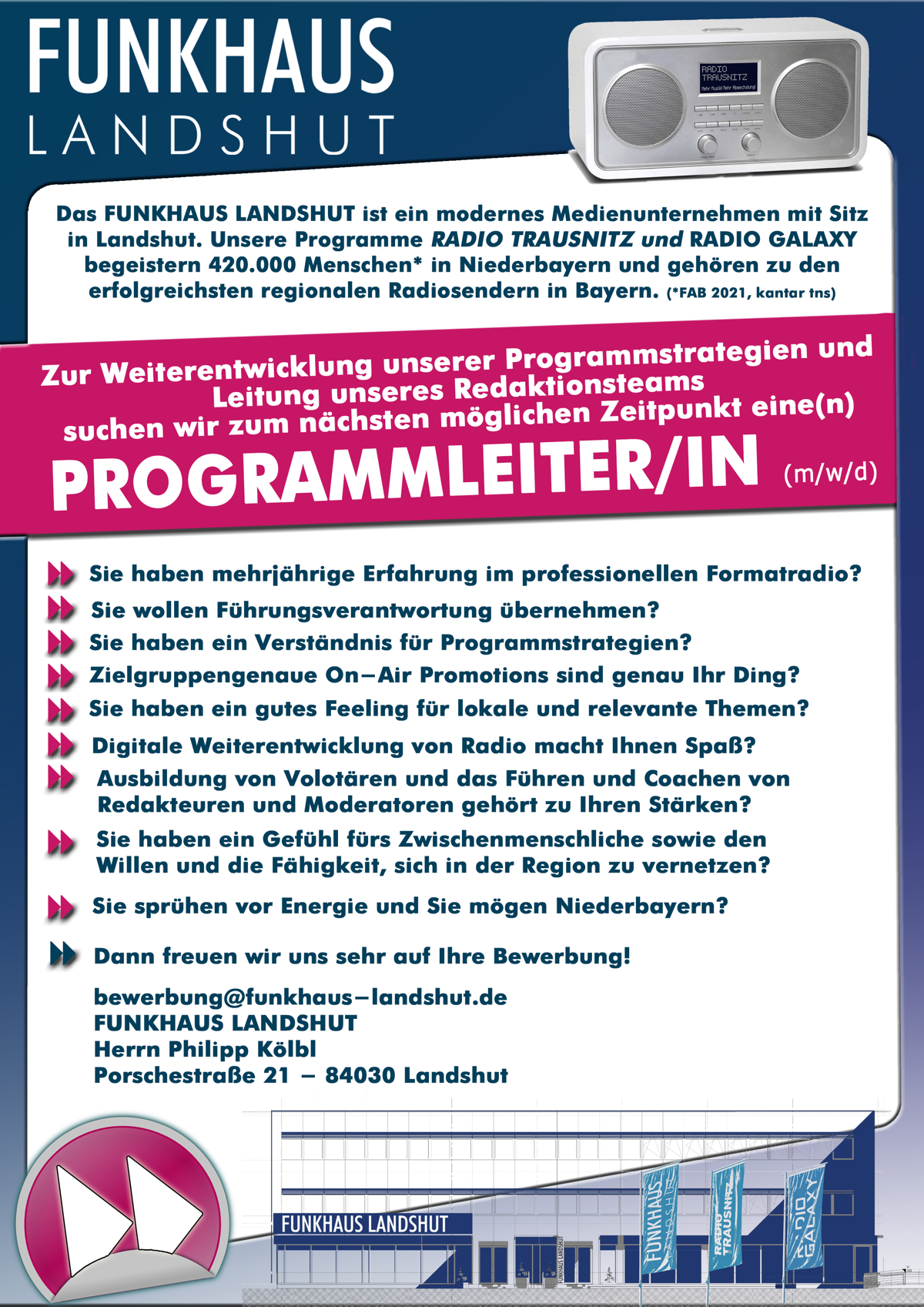 Funkhaus Landshut Programmleitung 211021