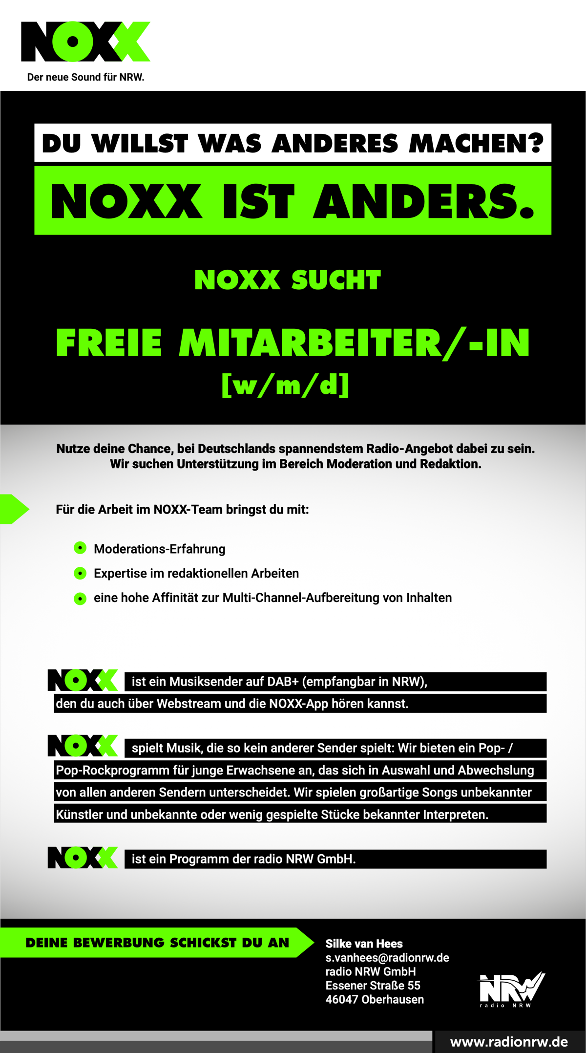NOXX sucht freie Mitarbeiter/-in (w/m/d)