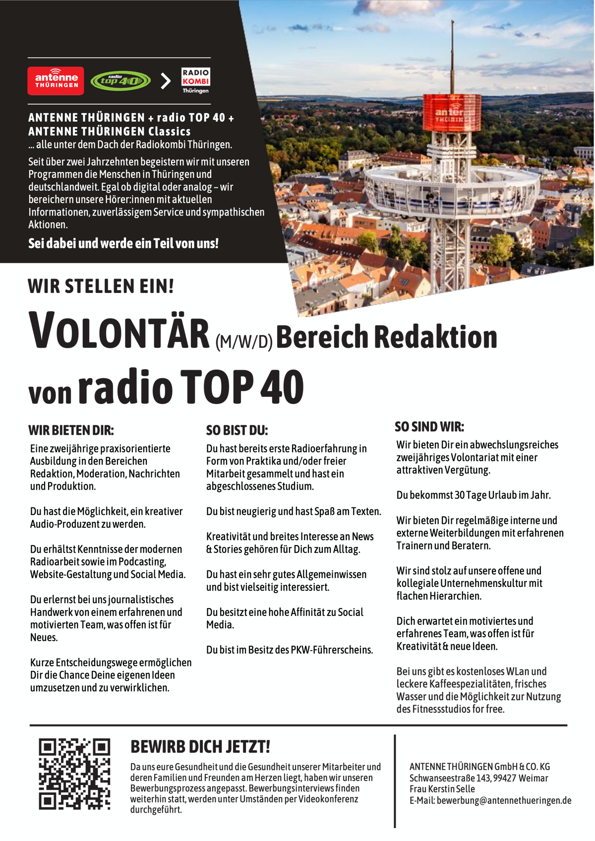 radio TOP 40 sucht Volontär (m/w/d) Bereich Redaktion