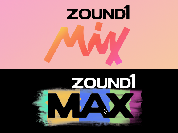 Zound1 Mix Zound1 Max Logos