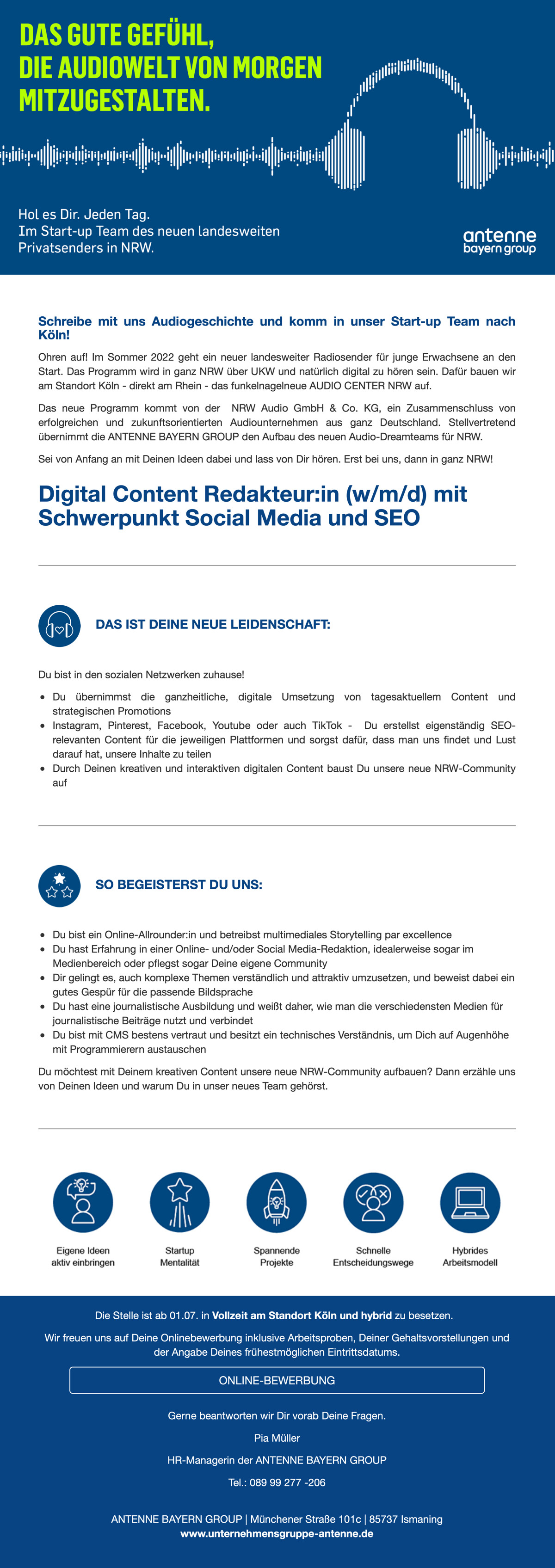 Digital Content Redakteur:in (w/m/d) mit Schwerpunkt Social Media und SEO für NRW