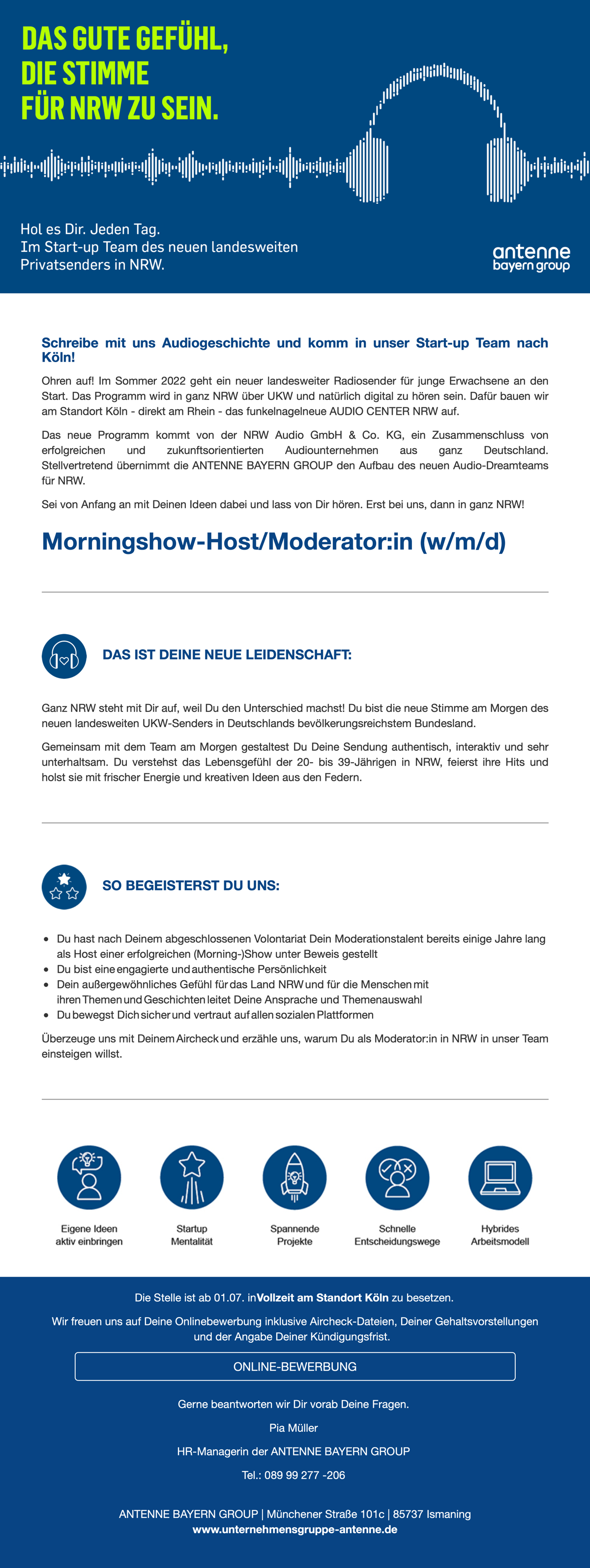Morningshow-Host/Moderator:in (w/m/d) für NRW