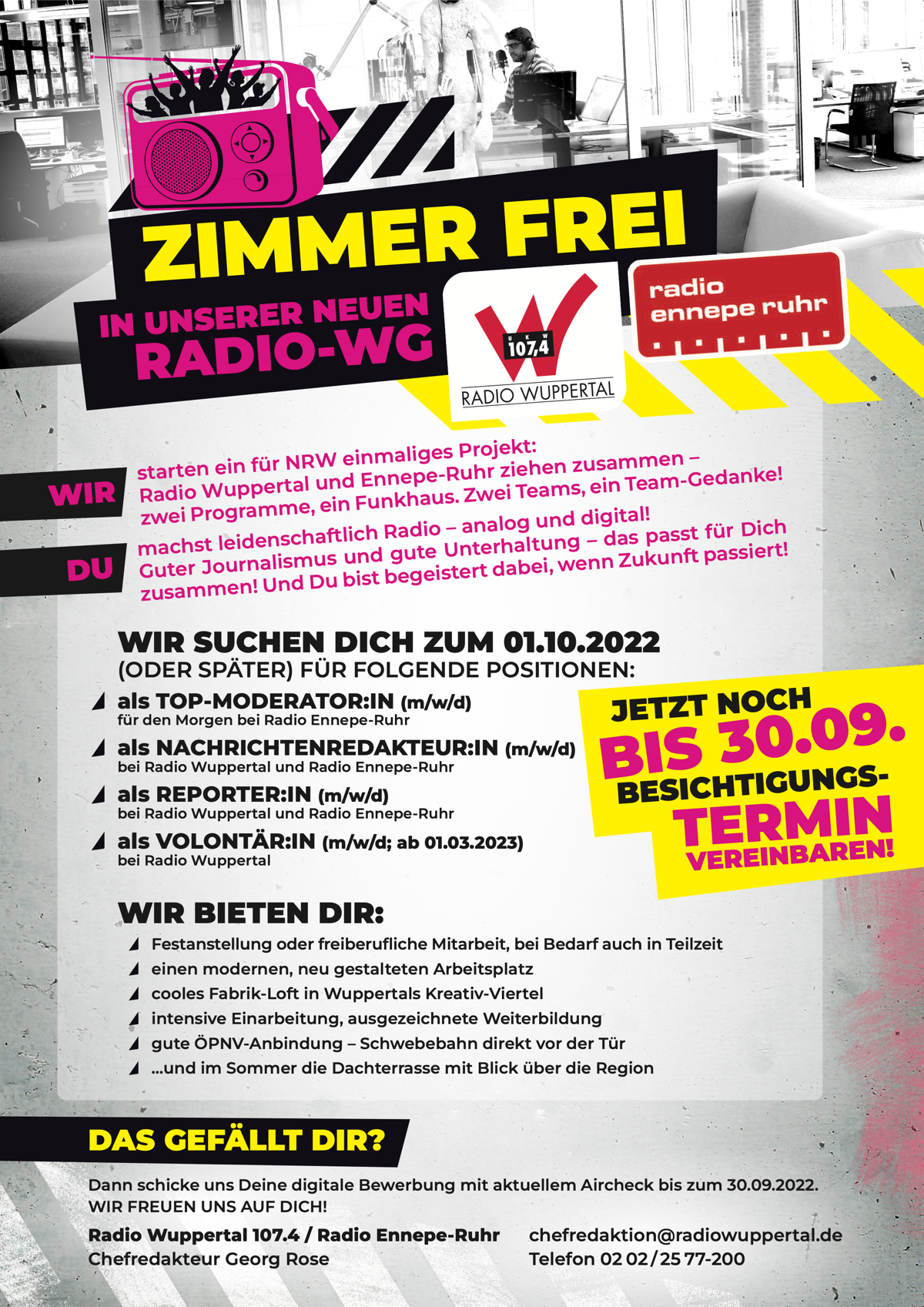 Zimmer frei in neuer RADIO-WG bei Radio Wuppertal / Radio Ennepe-Ruhr