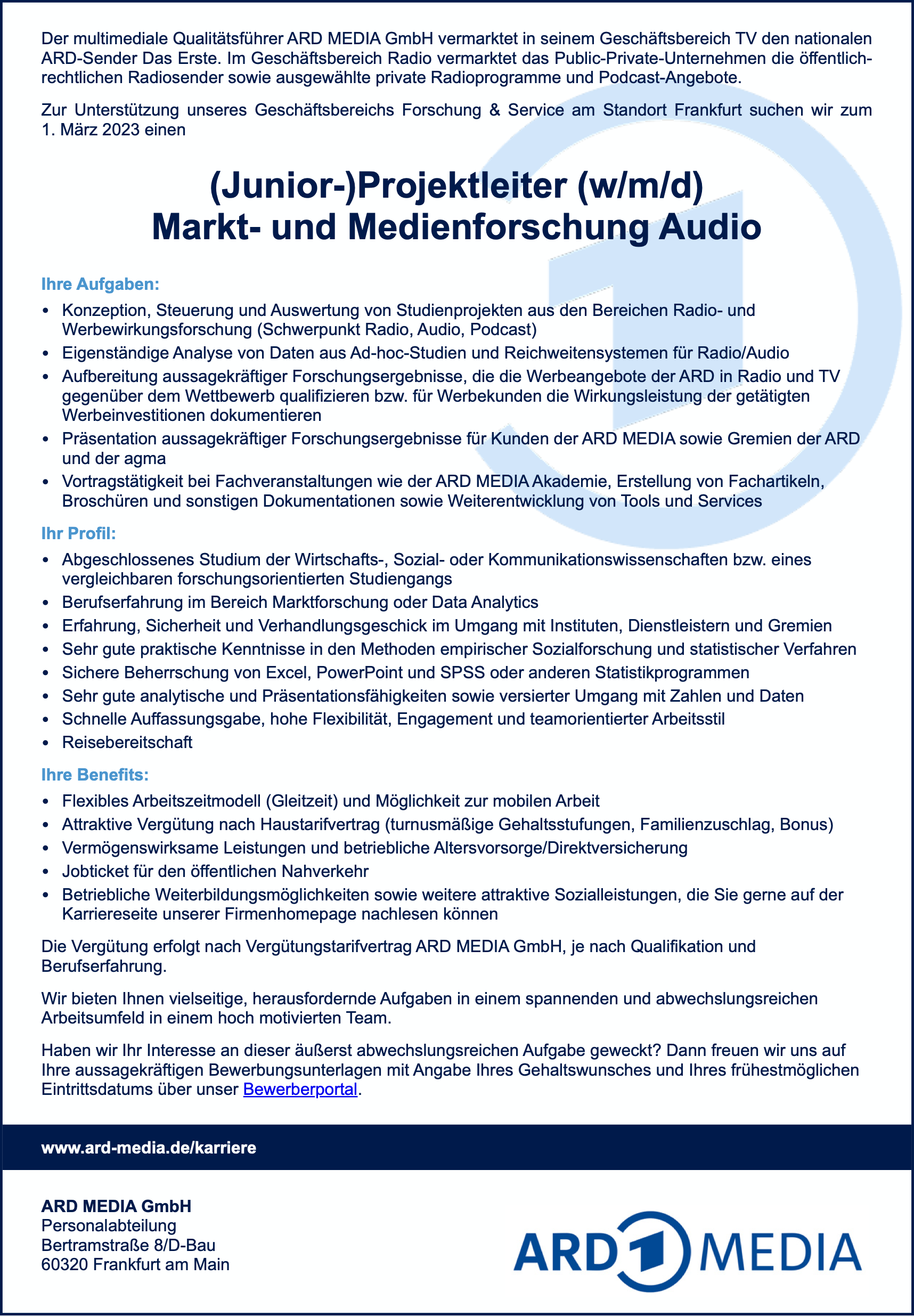 ARD Junior Projektleiter Markt Medienforschung Audio premium 060123