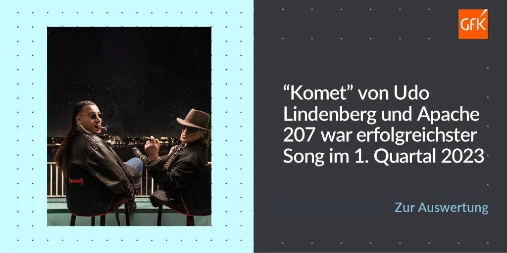 „Komet“ von Udo Lindenberg und Apache 207 war erfolgreichster Song im 1. Quartal 2023 (Bild: GfK Entertainment)