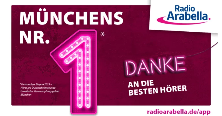 Funkanalyse Bayern: Radio Arabella erneut Nr. 1 der Münchner Lokalsender (Bild: © Radio Arabella)