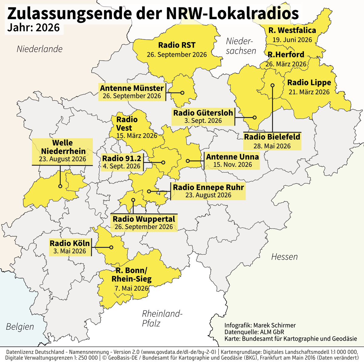 Zulassungsende der NRW-Lokalradios für 2026 (Grafik: © Marek Schirmer)