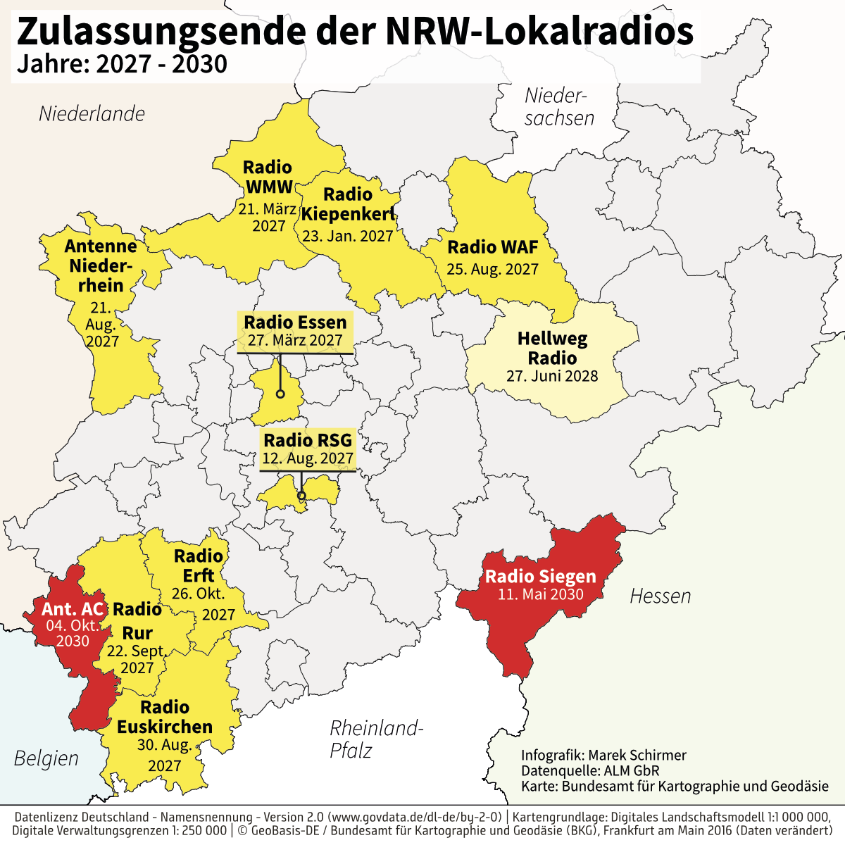 Zulassungsende der NRW-Lokalradios für Jahre: 2027-2030 (Grafik: © Marek Schirmer)